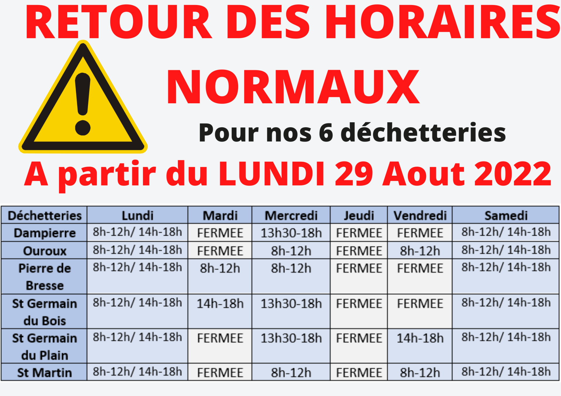 horaires